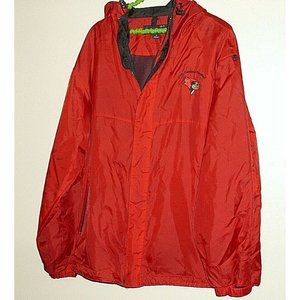 Men's Jacket by Port Authority Red Hooded 2 Front Pockets Full Zip Down  Size L